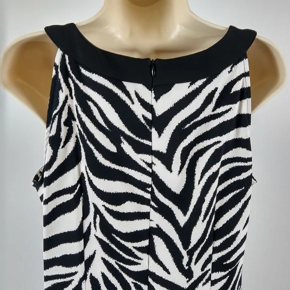 Dressbarn Black And White Zebra Print Sleeveless Dress - Picture 8 of 10